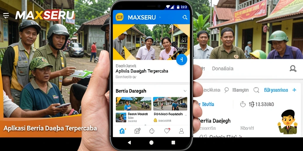 Antarmuka aplikasi MAXSERU menampilkan berita daerah yang mudah diakses.