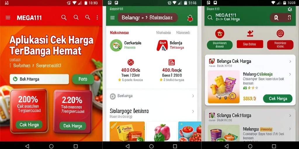 Tampilan antarmuka MEGA111 yang sederhana dan fungsional untuk cek harga.