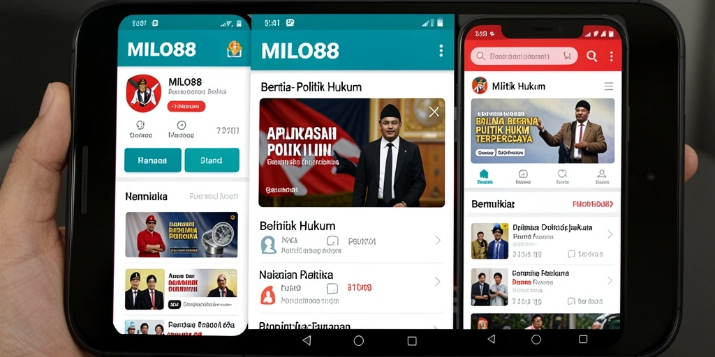 Tampilan aplikasi MILO88 yang menampilkan berita politik dan hukum.