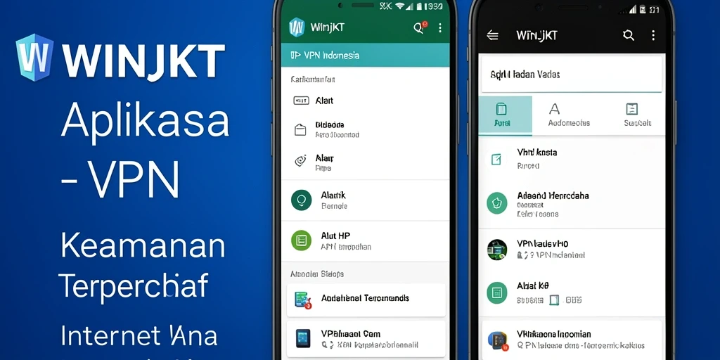 Tampilan utama aplikasi <strong>WINJKT</strong> dengan fungsi VPN yang mudah digunakan.