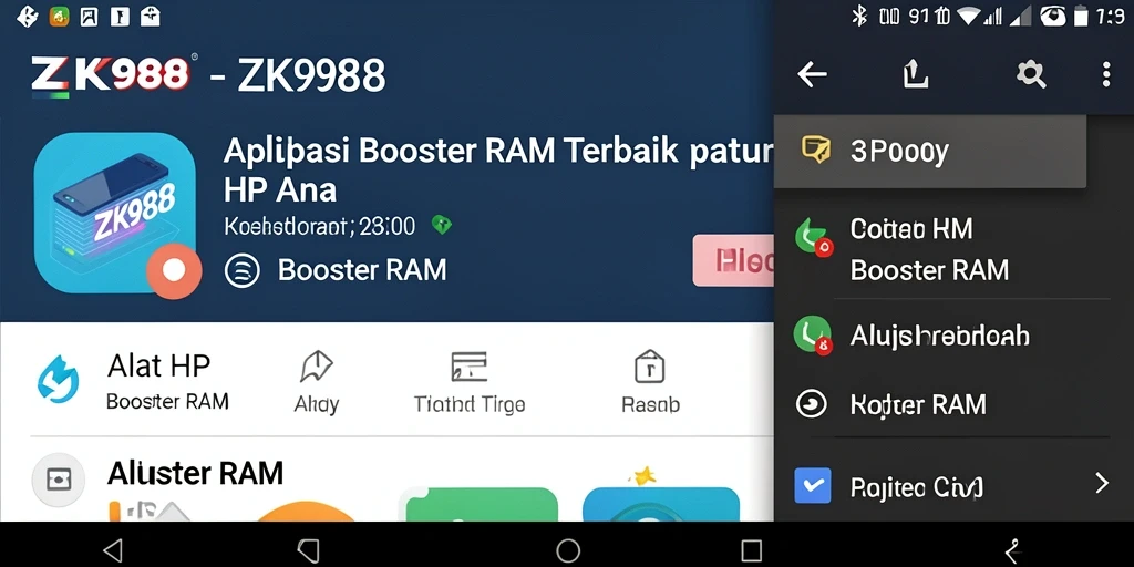 Antarmuka intuitif ZK988 untuk pengoptimalan RAM.