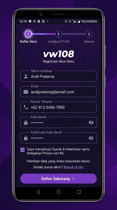 Cara Membuat Akun Baru vw108 di Android
