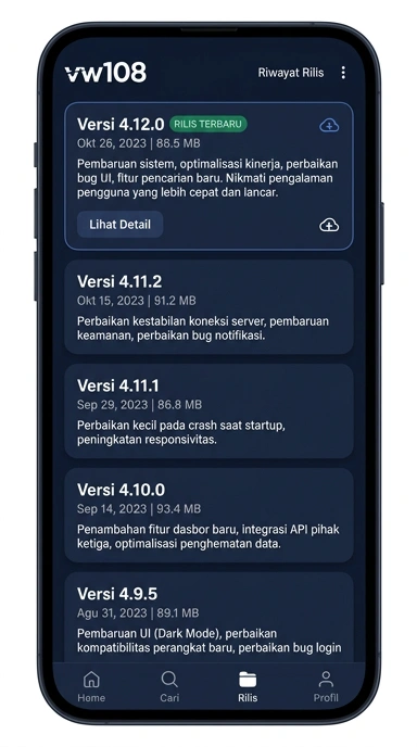 Riwayat Versi vw108 untuk Pengguna Android